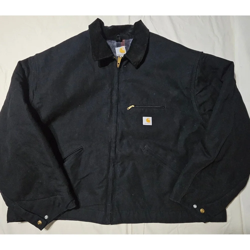 Carhartt Detroit Jacket Mens 4XL Black Blanket Lined Duck Canvas J0001 BLK USA